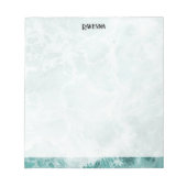 Seafoam Silver Striped Elegant Custom Script Name Notitieblok (Voorkant)