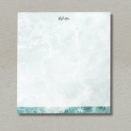 Seafoam Silver Striped Elegant Custom Script Name Notitieblok