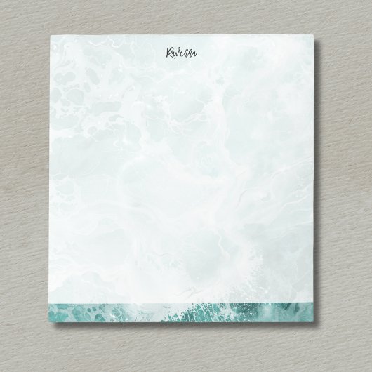 Seafoam Silver Striped Elegant Custom Script Name Notitieblok