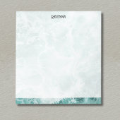 Seafoam Silver Striped Elegant Custom Script Name Notitieblok