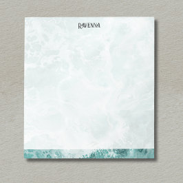 Seafoam Silver Striped Elegant Custom Script Name Notitieblok