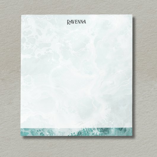 Seafoam Silver Striped Elegant Custom Script Name Notitieblok