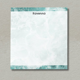 Seafoam Silver Striped Elegant Custom Script Name Notitieblok