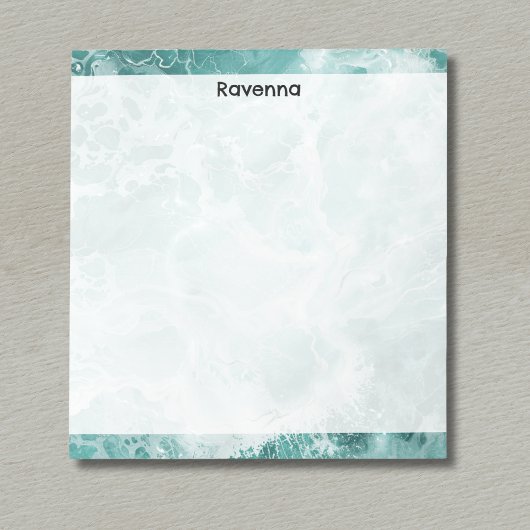 Seafoam Silver Striped Elegant Custom Script Name Notitieblok