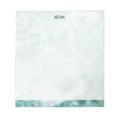 Seafoam Silver Striped Elegant Custom Script Name Notitieblok (Voorkant)
