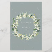 Seafoam Snowberry+Eucalyptus 4 gangen Bruiloft Men (Achterkant)