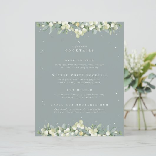 Seafoam Snowberry+Eucalyptus Bruiloft Drinken/Bar (Staand voorkant)