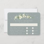 Seafoam Snowberry + Eucalyptus Bruiloft Multi-Even RSVP Kaartje (Voorkant)