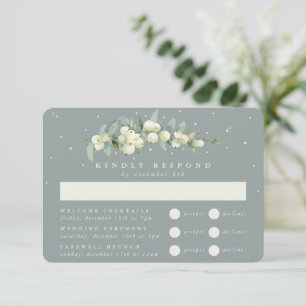 Seafoam Snowberry + Eucalyptus Bruiloft Multi-Even RSVP Kaartje