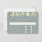 Seafoam Snowberry + Eucalyptus Bruiloft Multi-Even RSVP Kaartje (Voorkant)