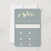 Seafoam Snowberry + Eucalyptus Bruiloft Multi-Even RSVP Kaartje (Voorkant)