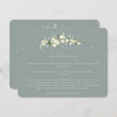 Seafoam Snowberry + Eucalyptus bruiloft receptie Informatiekaartje (Voorkant / Achterkant)
