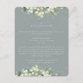 Seafoam Snowberry + Eucalyptus bruiloft receptie Informatiekaartje (Voorkant)