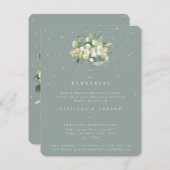 Seafoam Snowberry + Eucalyptus bruiloft repetitie Informatiekaartje (Voorkant / Achterkant)