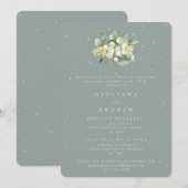 Seafoam Snowberry + Eucalyptus bruiloft repetitie Kaart (Voorkant / Achterkant)