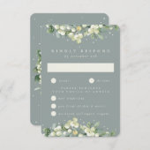 Seafoam Snowberry + Eucalyptus Edged Bruiloft RSVP (Voorkant / Achterkant)