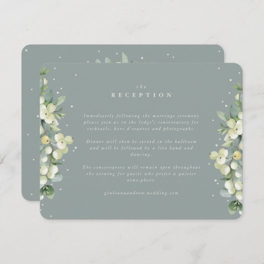 Seafoam Snowberry+Eucalyptus randontvangst Informatiekaartje (Voorkant / Achterkant)