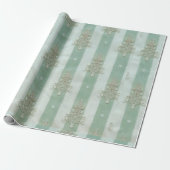 Seafoam Stiped Velvet-Look Diamond Trees Cadeaupapier (Uitgerold)