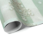 Seafoam Stiped Velvet-Look Diamond Trees Cadeaupapier (Rol Hoek)
