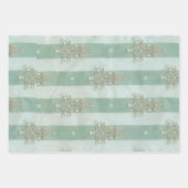 Seafoam Stiped Velvet-Look Diamond Trees Inpakpapier Vel (Voorkant 2)
