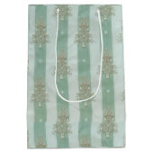 Seafoam Stiped Velvet-Look Diamond Trees Medium Cadeauzakje (Achterkant)