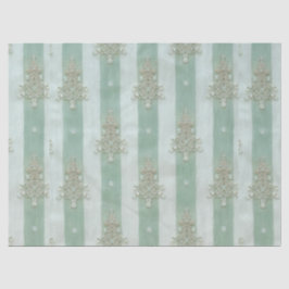 Seafoam Stiped Velvet-Look Diamond Trees Tissuepapier