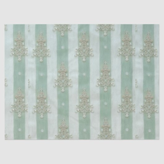 Seafoam Stiped Velvet-Look Diamond Trees Tissuepapier (Voorkant)