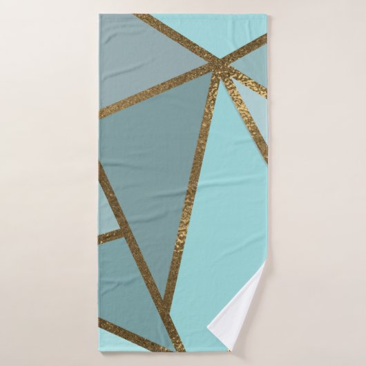 Seafoam Turquoise Green Blue & Bronze Geometric Bad Handdoek (Badhanddoek)