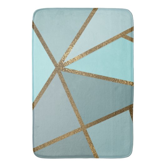 Seafoam Turquoise Green Blue & Bronze Geometric Badmat (Voorkant Verticaal)