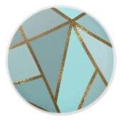 Seafoam Turquoise Green Blue & Bronze Geometric Keramische Knop (Voorkant)
