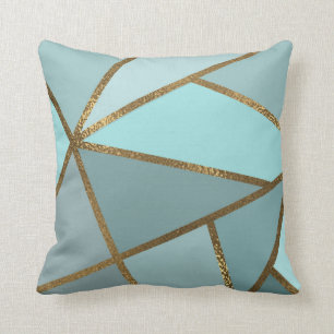 Seafoam Turquoise Green Blue & Bronze Geometric Kussen