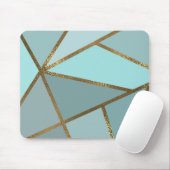 Seafoam Turquoise Green Blue & Bronze Geometric Mo Muismat (Met muis)