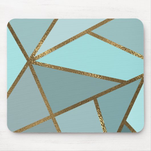 Seafoam Turquoise Green Blue & Bronze Geometric Mo Muismat (Voorkant)