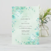 Seafoam Turquoise Wijnstok Bruiloft Kaart (Staand voorkant)