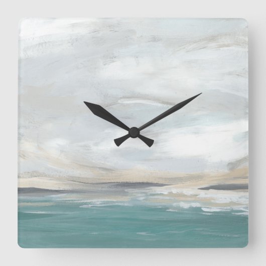 Seafoam Vista Vierkante Klok (Voorkant)