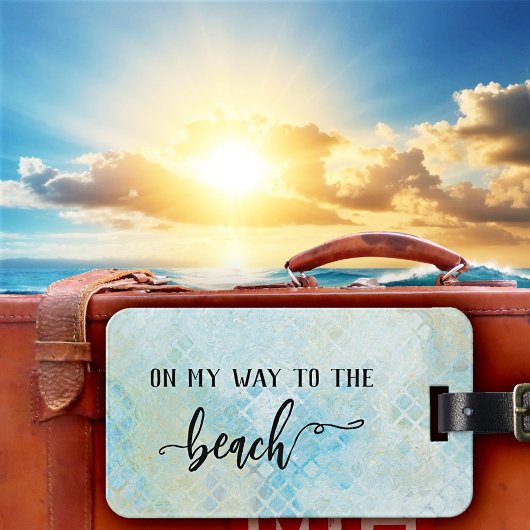 Seafoam Waterverf Beach Pattern Bagagelabel