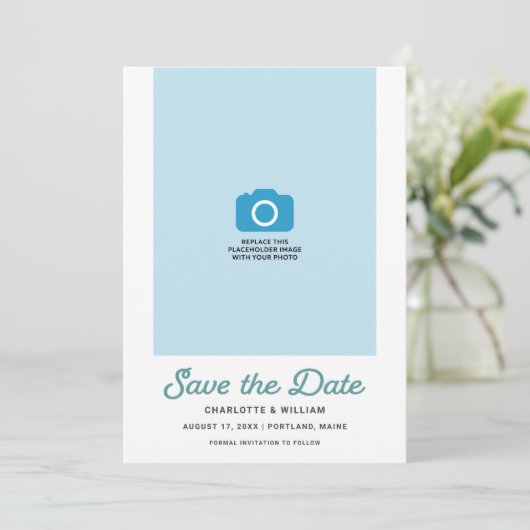 Seafoam Waves Foto Save the Date Kaart (Staand voorkant)