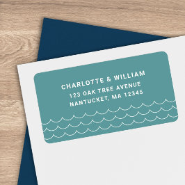 Seafoam Waves Return Address Etiket