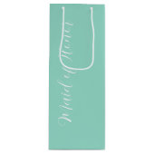 Seafoam Wedding Maid of Honor gestileerd script Wijn Cadeautas (Voorkant)