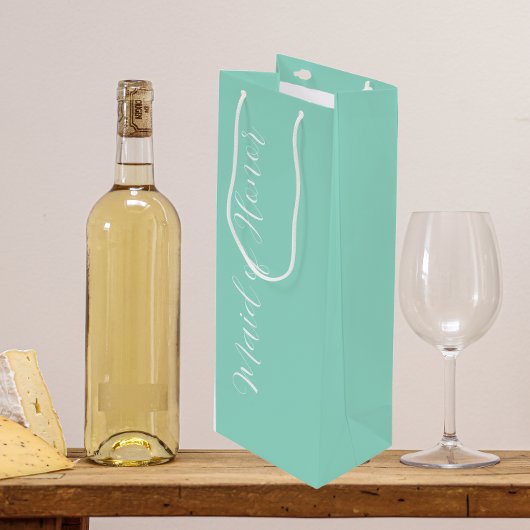 Seafoam Wedding Maid of Honor gestileerd script Wijn Cadeautas