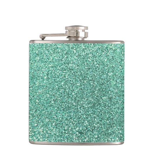 Seafoamgroene glitter heupfles (Voorkant)
