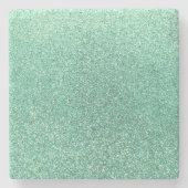 Seafoamgroene glitter stenen onderzetter (Voorkant)