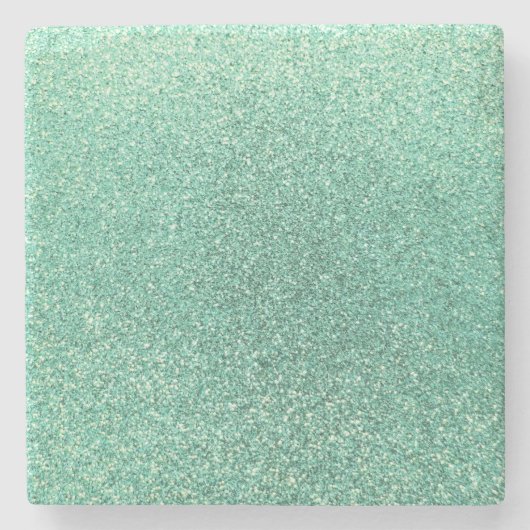 Seafoamgroene glitter stenen onderzetter (Voorkant)