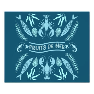 Seafood Art Decor Prints Foto Afdruk