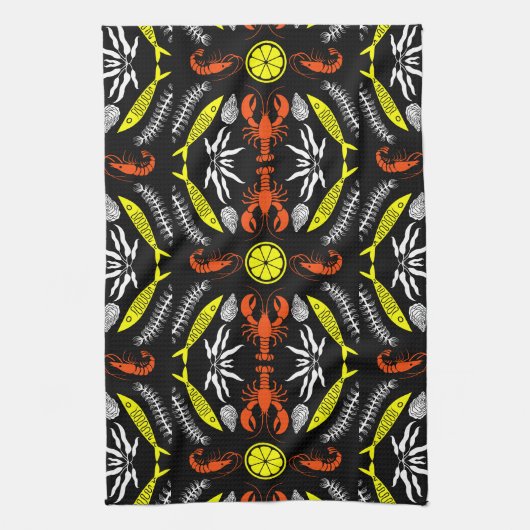 Seafood Art Decor Prints Theedoek (Verticaal)