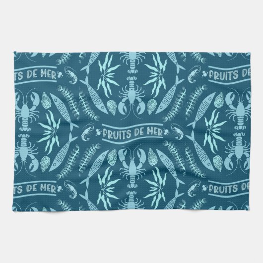Seafood Art Decor Prints Theedoek (Horizontaal)