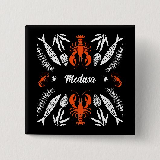 Seafood Art Decor Prints Vierkante Button 5,1 Cm (Voorkant)