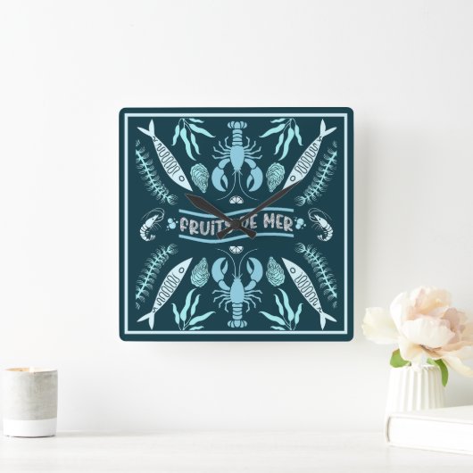 Seafood Art Decor Prints Vierkante Klok (Huis)