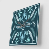 Seafood Art Decor Prints Vierkante Klok (Hoek)