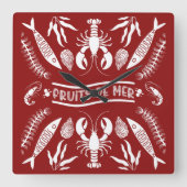 Seafood Art Decor Prints Vierkante Klok (Voorkant)